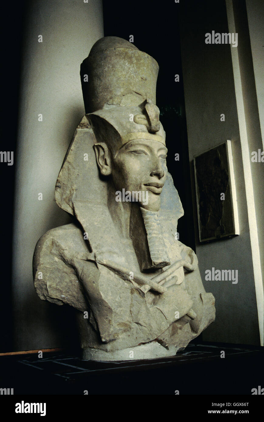 A statue of Akhenaton (Amenophis IV and husband of Nefertiti), Egyptian Museum in Cairo - Egypt. Stock Photo