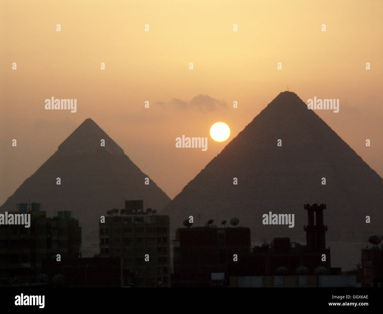 The Great Pyramids at sunset on the Giza Plateau. Egypt Stock Photo - Alamy