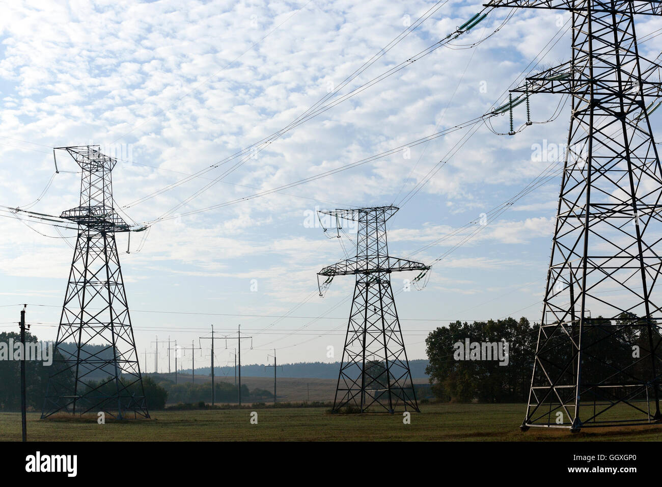 electricity transmission system Stock Photo Alamy