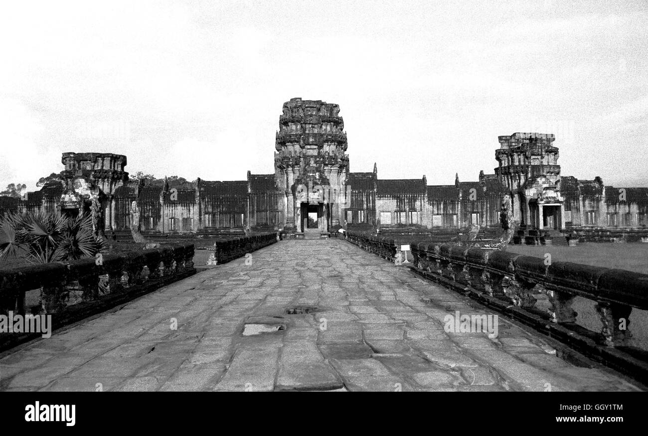 Angkor Wat was built between 1113 AD and 1150 AD and is the height of Khmer artistic achievement. Siem Reap, Cambodia. Stock Photo