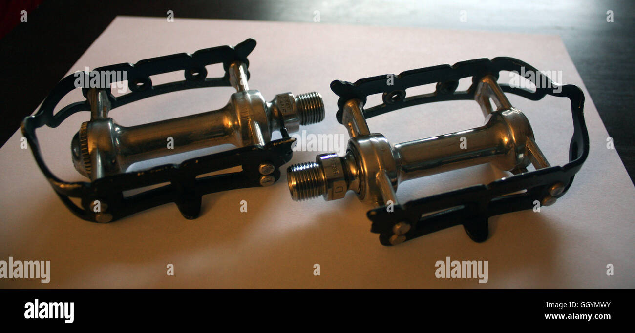 Vintage Campagnolo bicycle 'clip' pedals Stock Photo Alamy