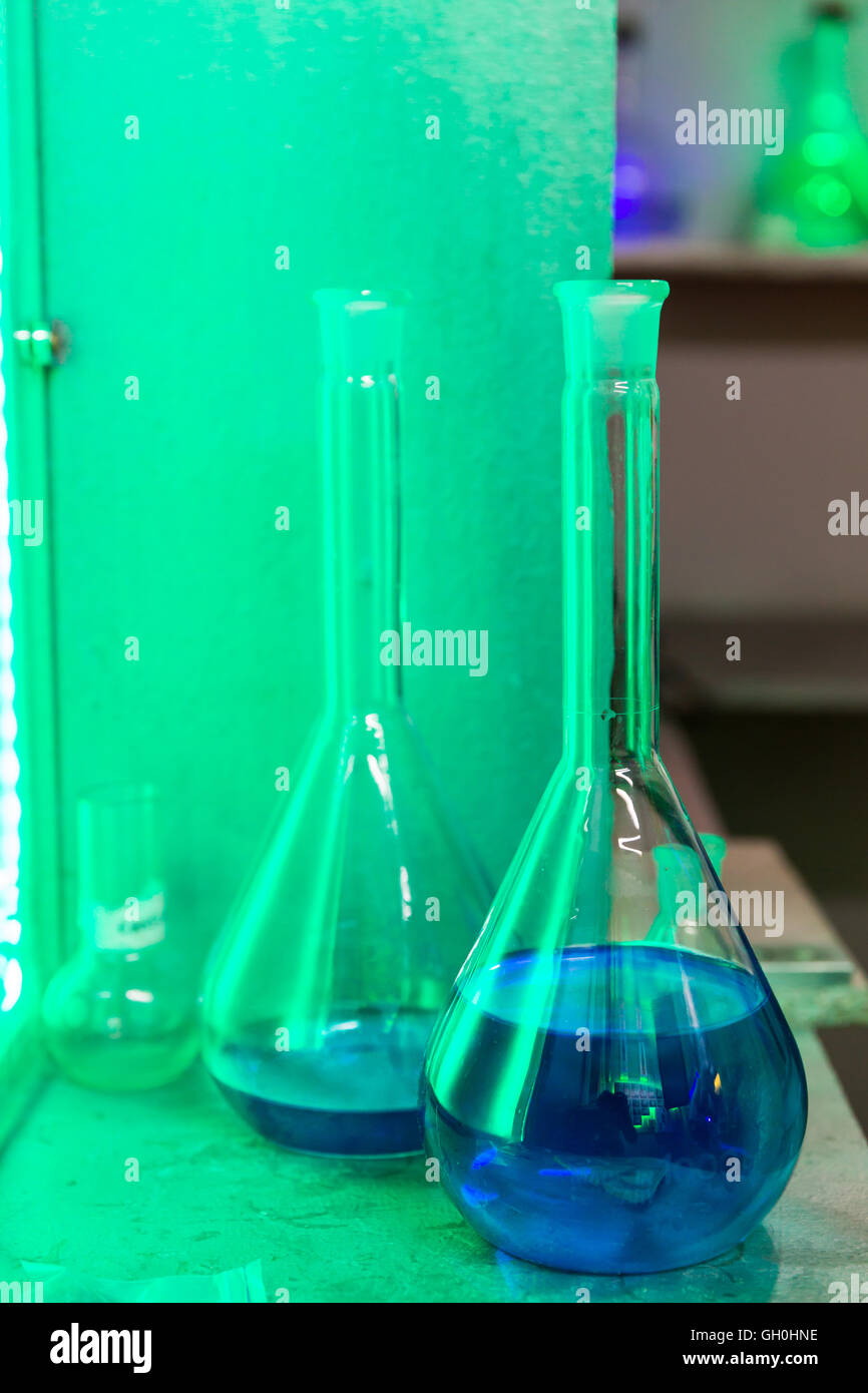 Flasks with chemical reagents Stock Photo Alamy