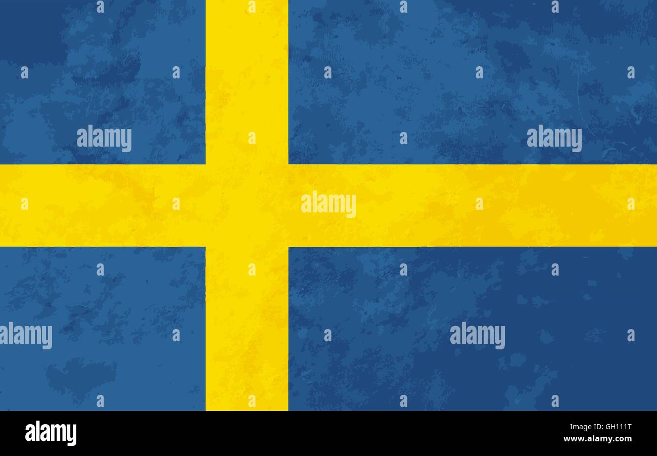 True proportions Sweden flag with texture Stock Vector