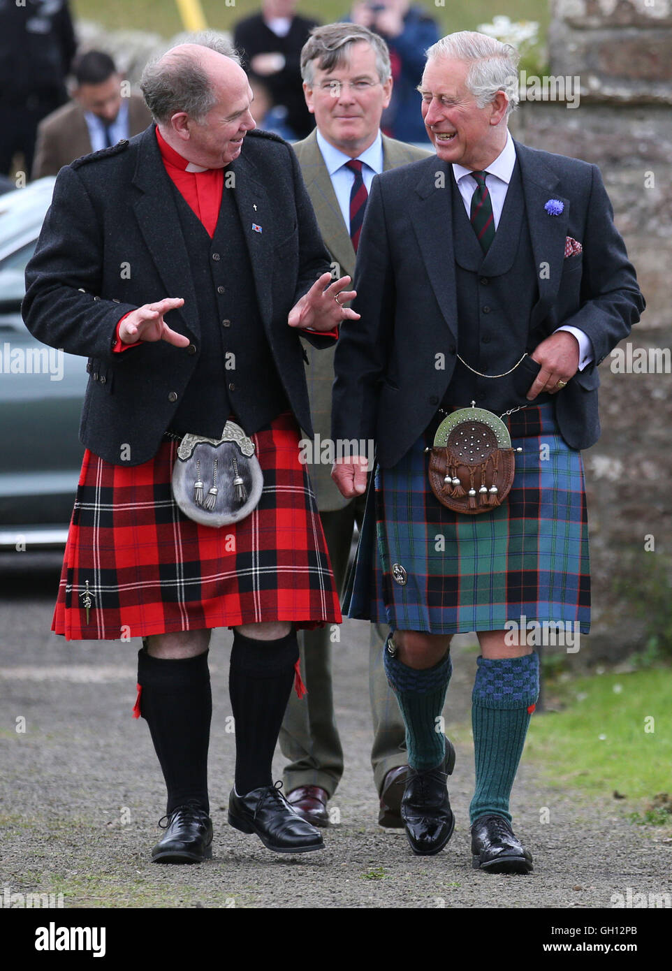 The Duke of Rothesay (right) arrives at Canisbay Church for the Sunday ...