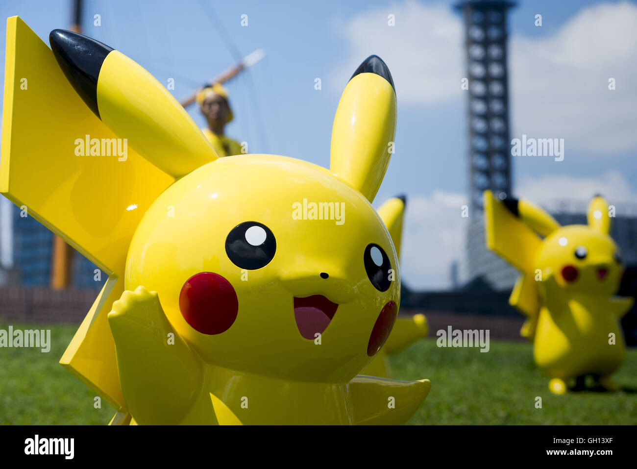 Yokohama Kanagawa Japan 7th Aug 16 Pikachu At Yokohama Minatomirai Pikachu Performed At Different Areas Of