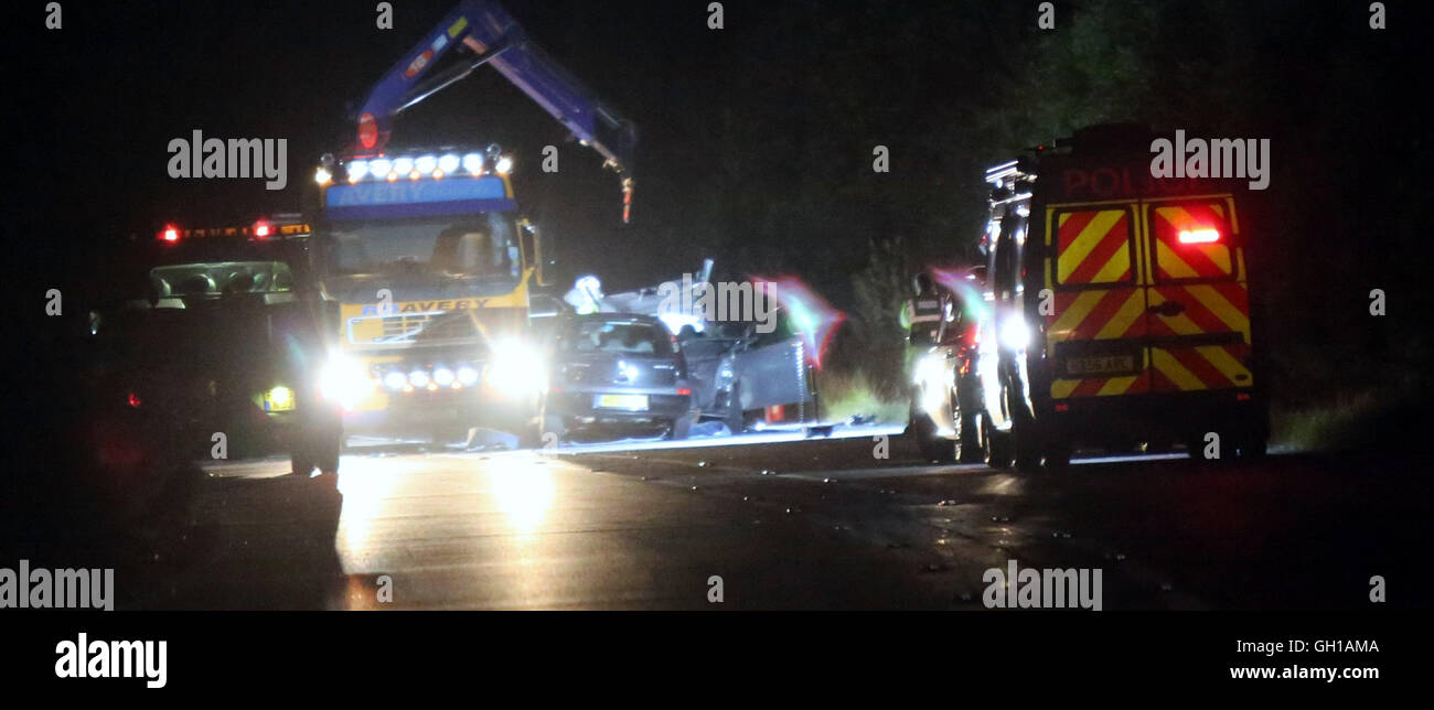 Ower, Hampshire, UK. 07th Aug, 2016. A road was closed for Ten hours whilst Police investigated
