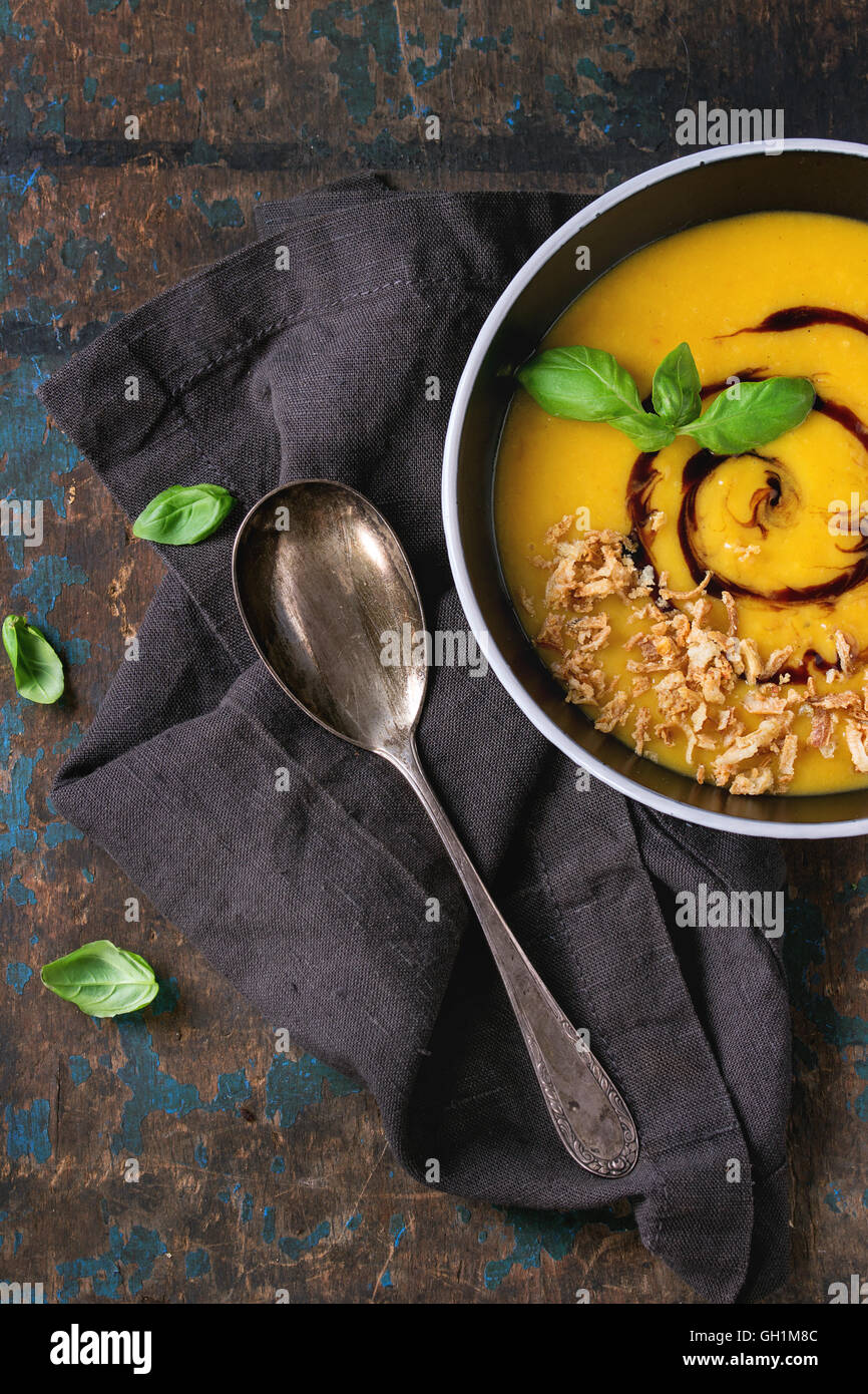 Pumpkin and sweet potato soup Stock Photo