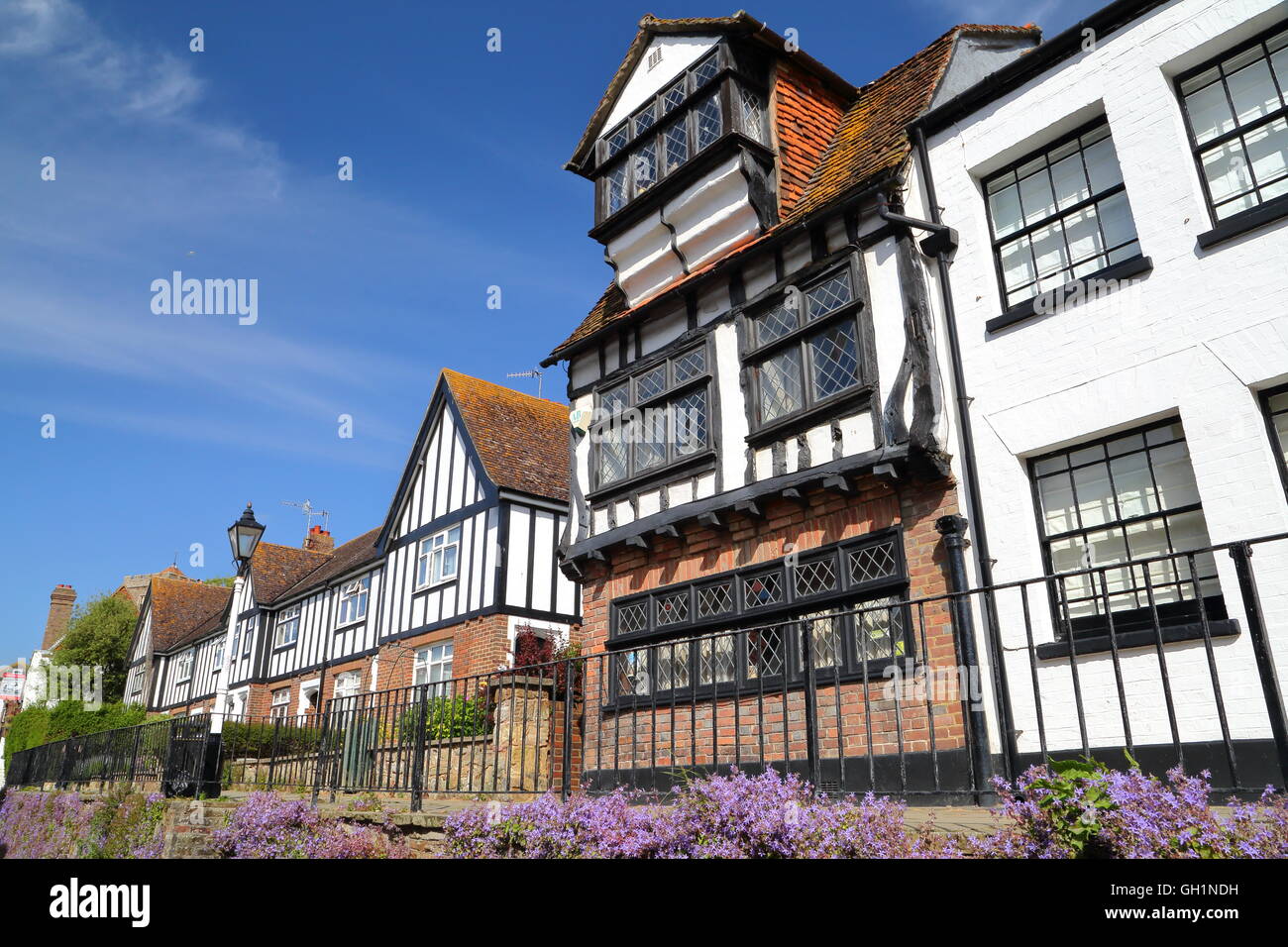 All Saints Street in Hastings Old town with 16th century timbered