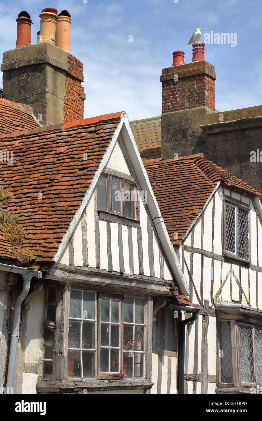 16th century timbered framed and medieval houses in Hastings Old town