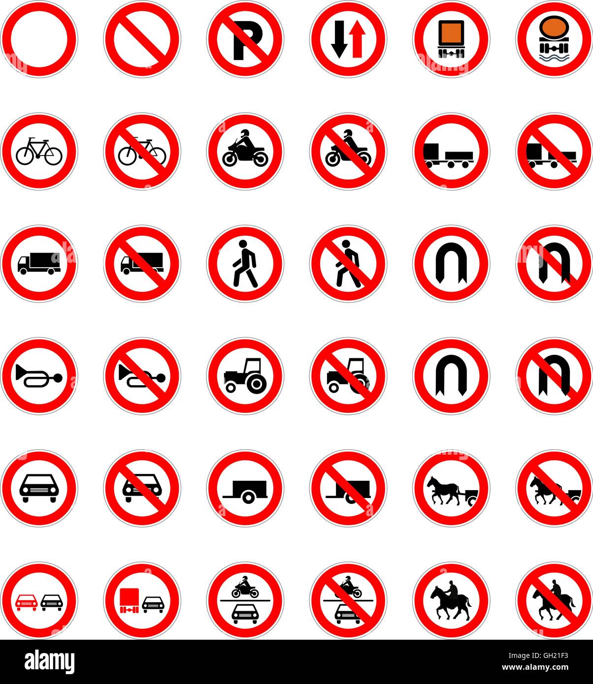 Set of forbidden road signs isolated on white Stock Vector Image & Art -  Alamy