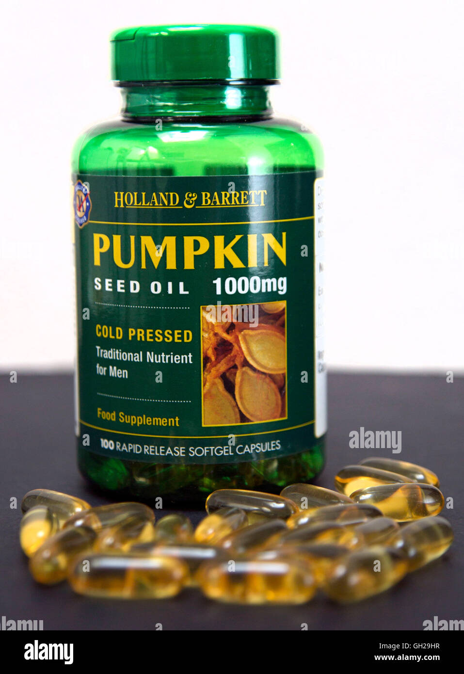 Pumpkin seed oil capsules, London Stock Photo - Alamy