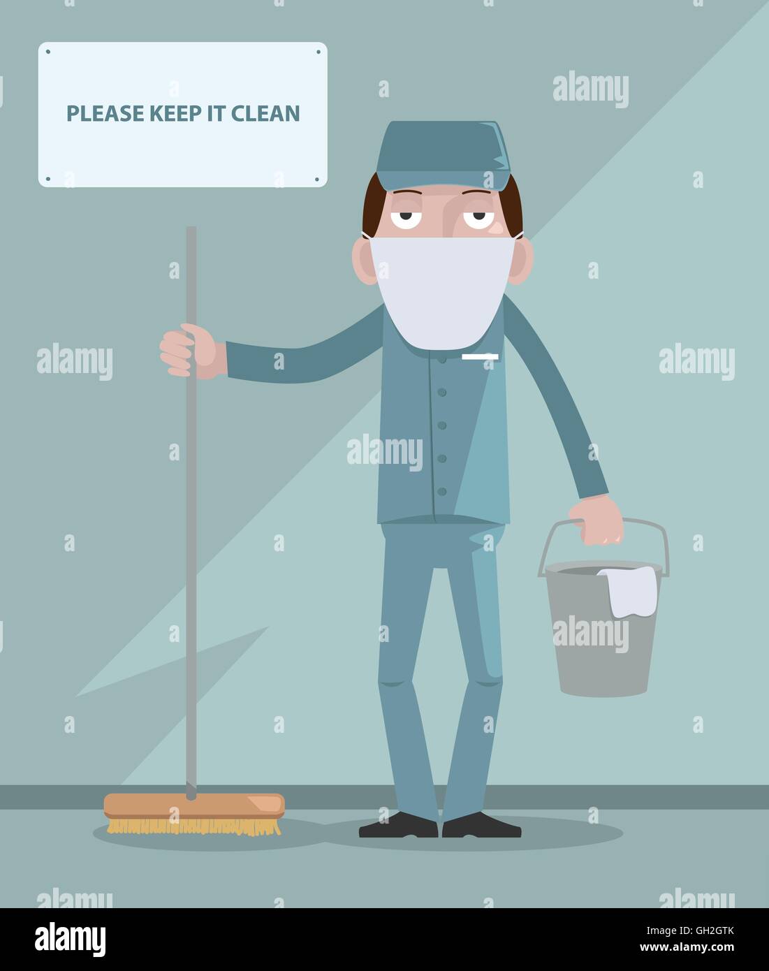 Man cleaning Stock Vector