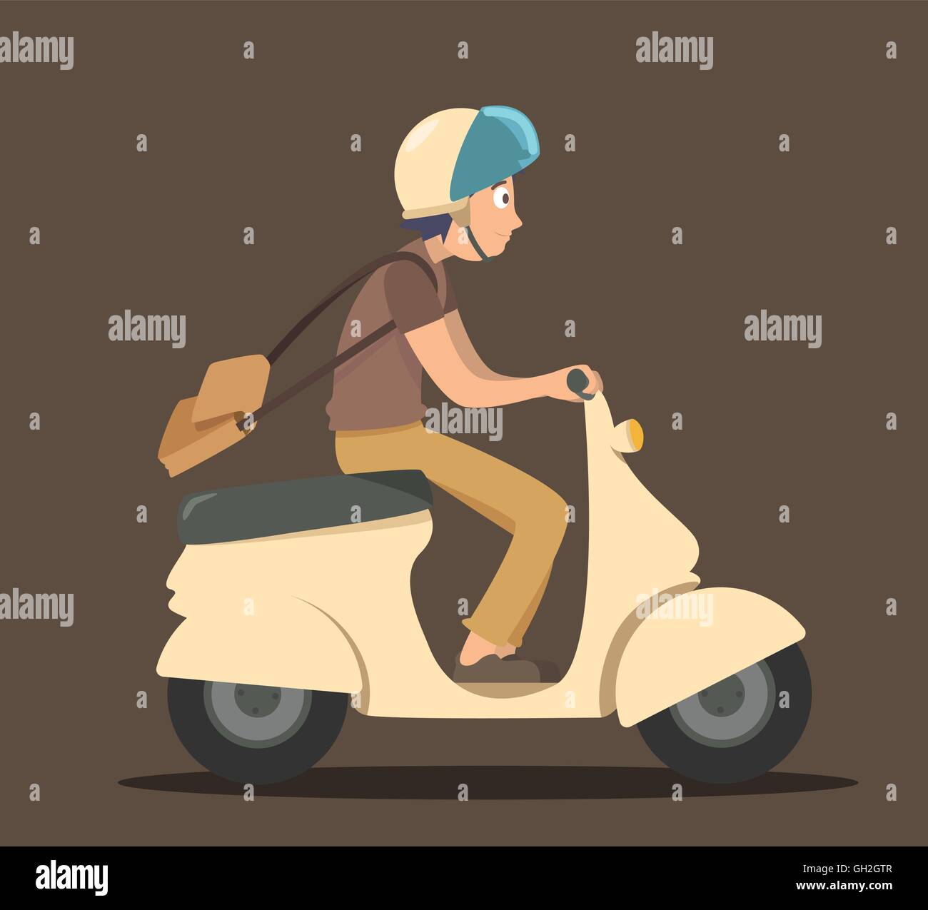 Man ride scooter Stock Vector