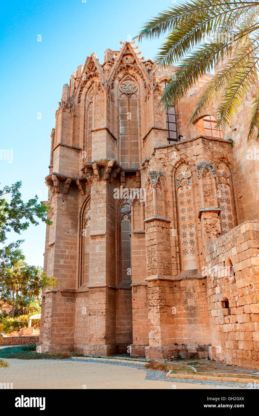 Lala Mustafa Pasha Mosque also St. Nicholas Cathedral in Famagusta, Cyprus. Stock Photo