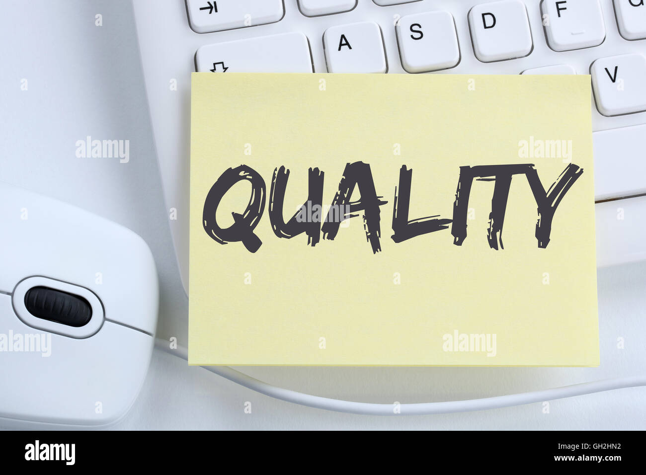 Quality control management success business concept successful office computer keyboard Stock Photo