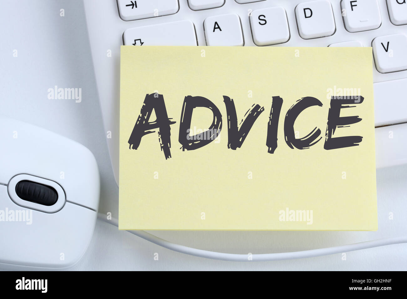 Advice support help assistance business concept problem solution office computer keyboard Stock Photo