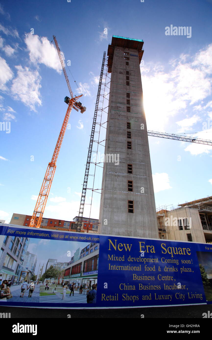 Construction underway at New Era Square; a Chinese backed project in Sheffield city centre, near Bramall Lane and St Mary's Gate Stock Photo