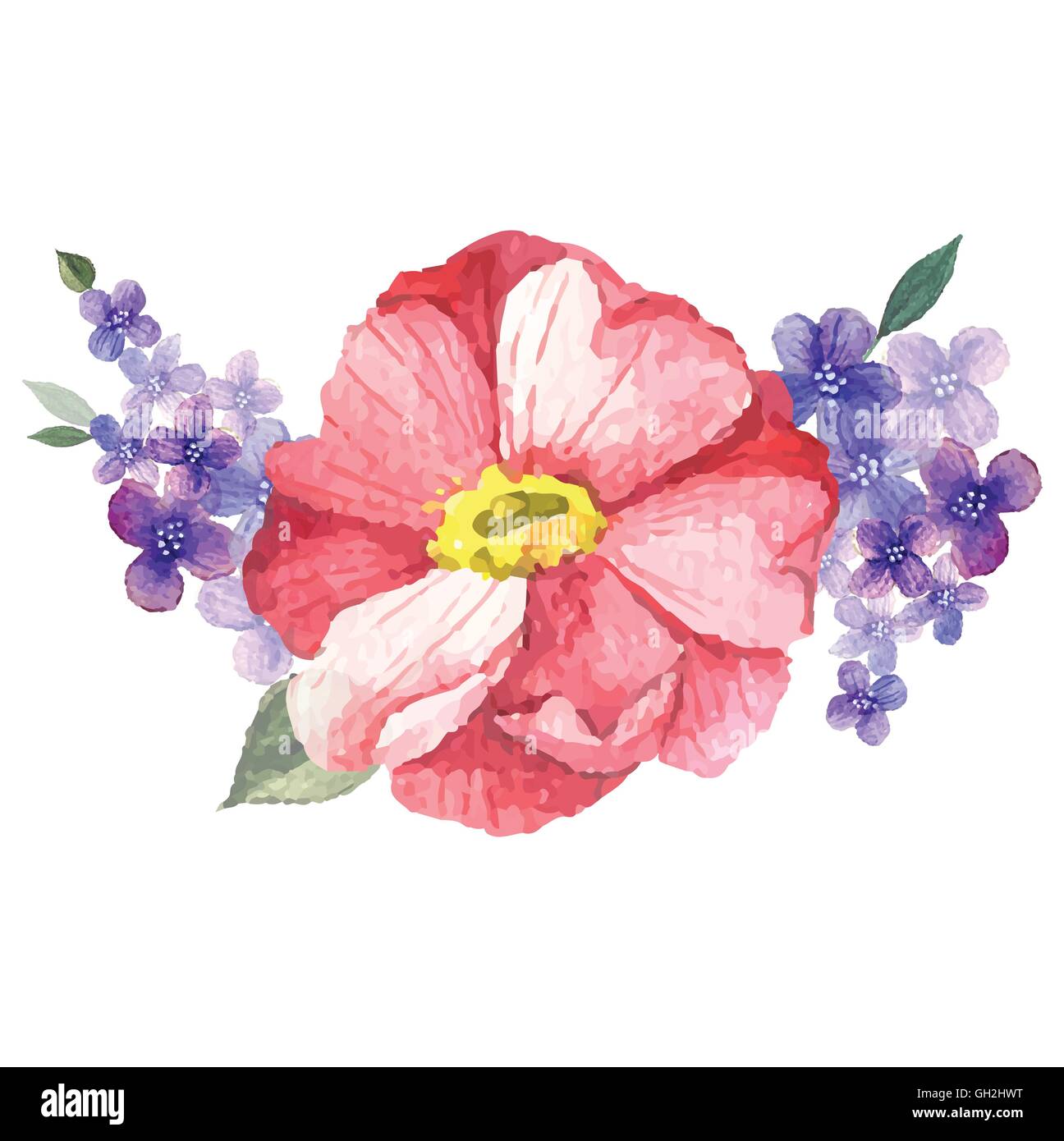 Hand painted watercolor vector floral bouquet Stock Vector Image & Art ...