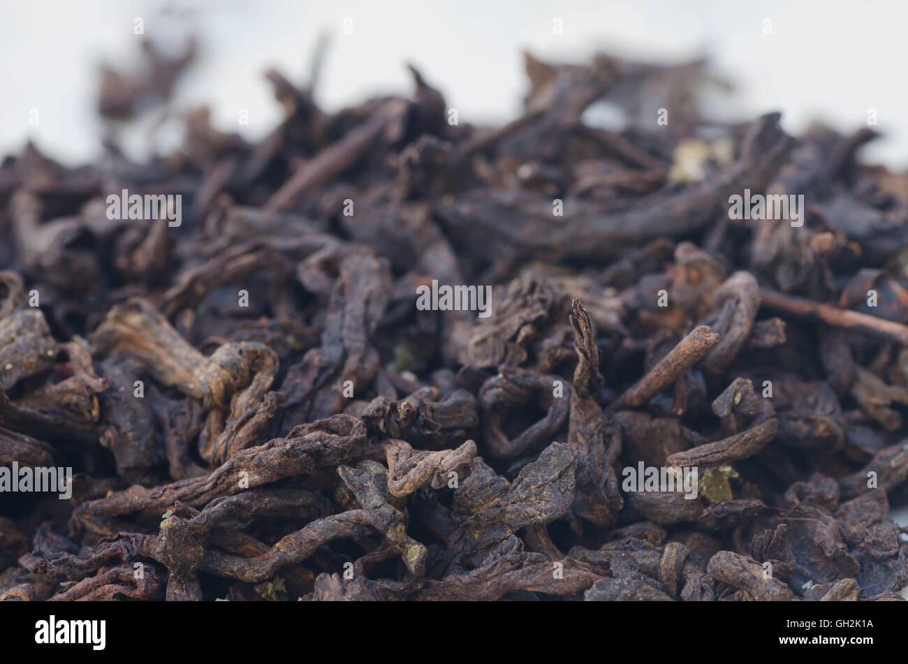 closeup to dried pu-erh tea leaves Stock Photo