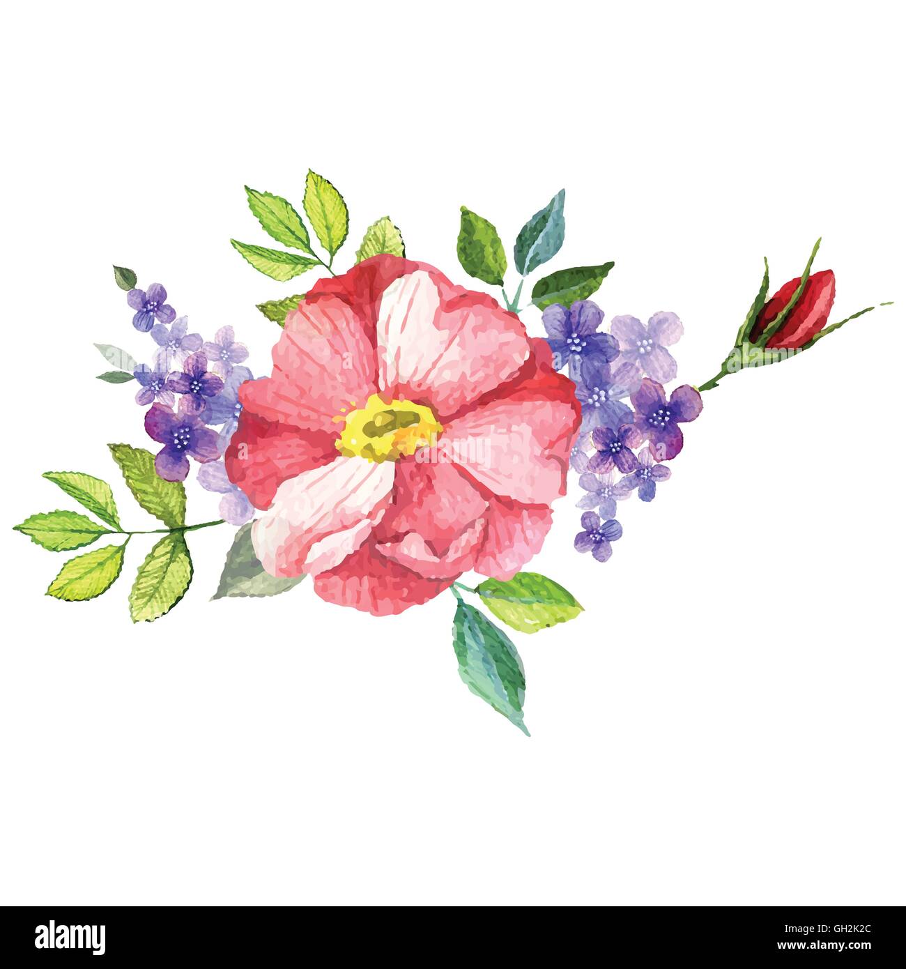 Hand painted watercolor vector floral bouquet Stock Vector Image & Art ...