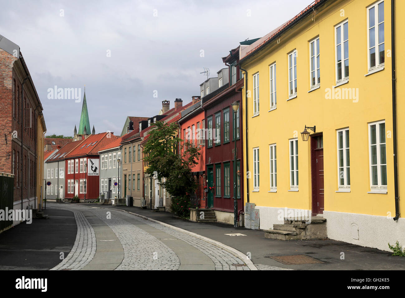 Historic Nygata street old housing in city centre Nedre Bakklandet area