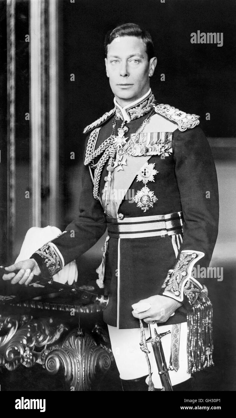 King George VI (1895-1952), who reigned from 1936 until his death in 1952. Photo from Matson Photo Service, between 1940 and 1946. Stock Photo