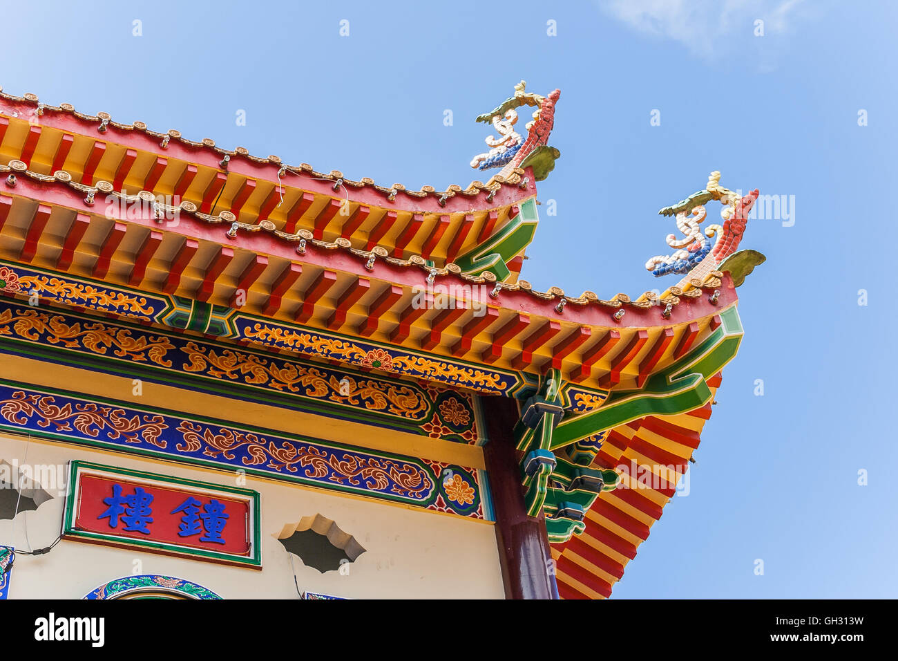 Detail of the Kek Lok Si temple on Pulau Penang in Malaysia. Stock Photo