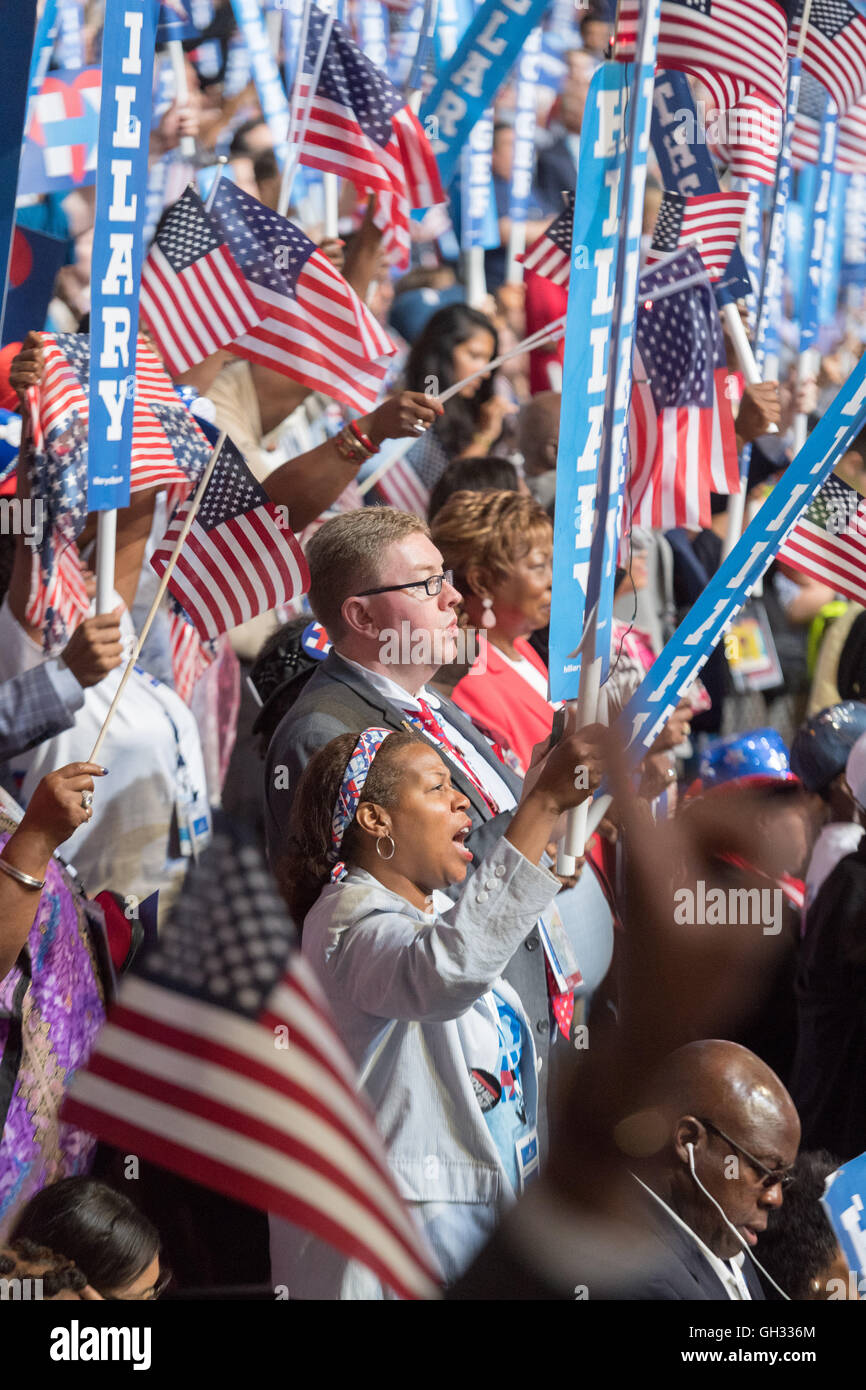 Hillary Rodham Clinton supporters chant and wave signs during her ...