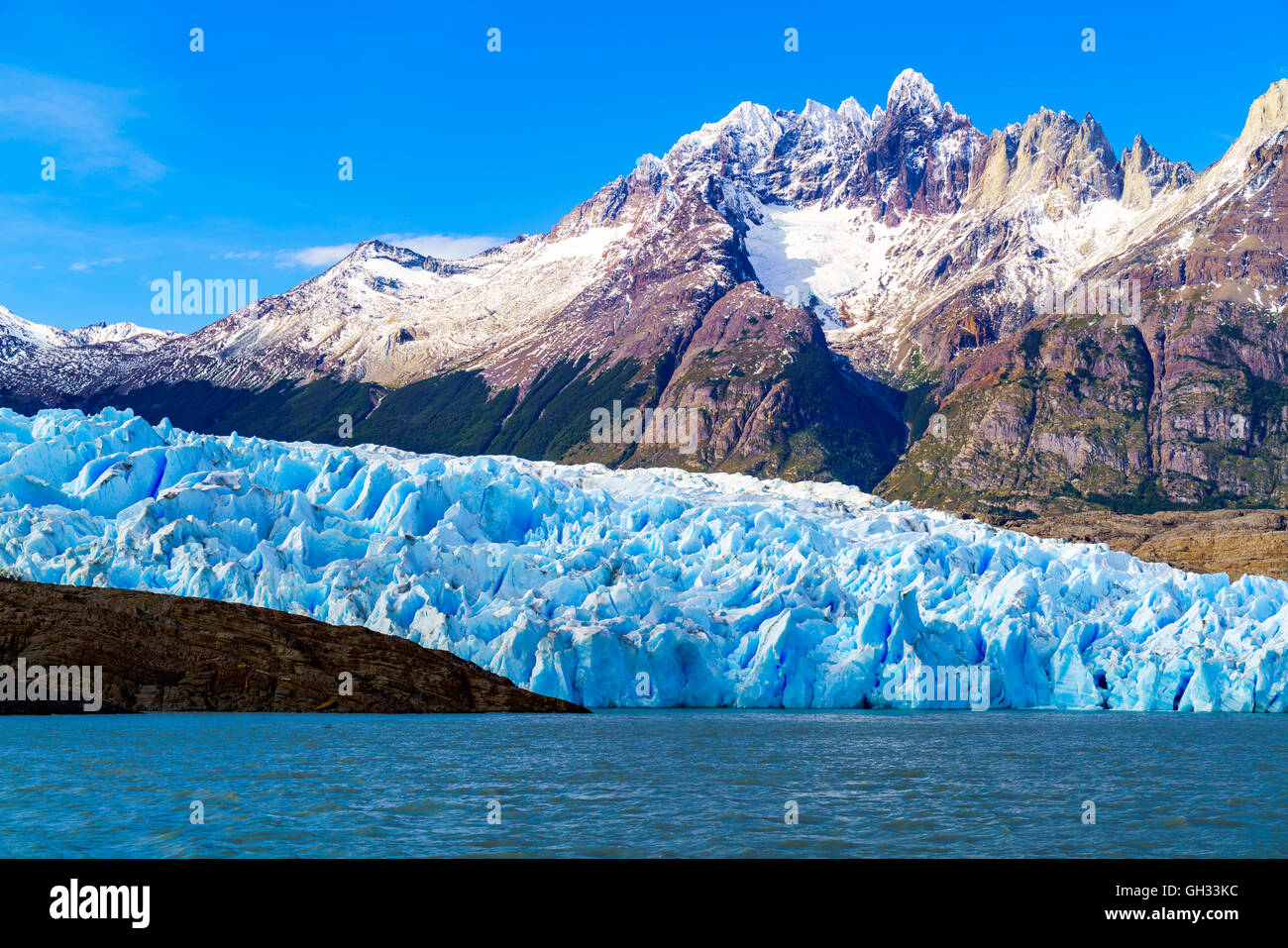 Grey Glacier at the Grey Lake in southern patagonia ice field, Chile Stock Photo
