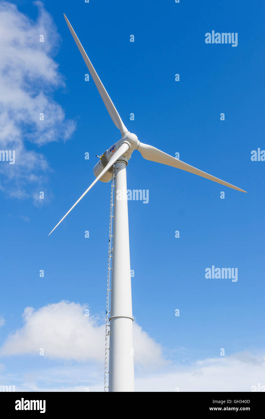 Wind turbine for generating electricity in Shoreham, West Sussex, England, UK. Stock Photo