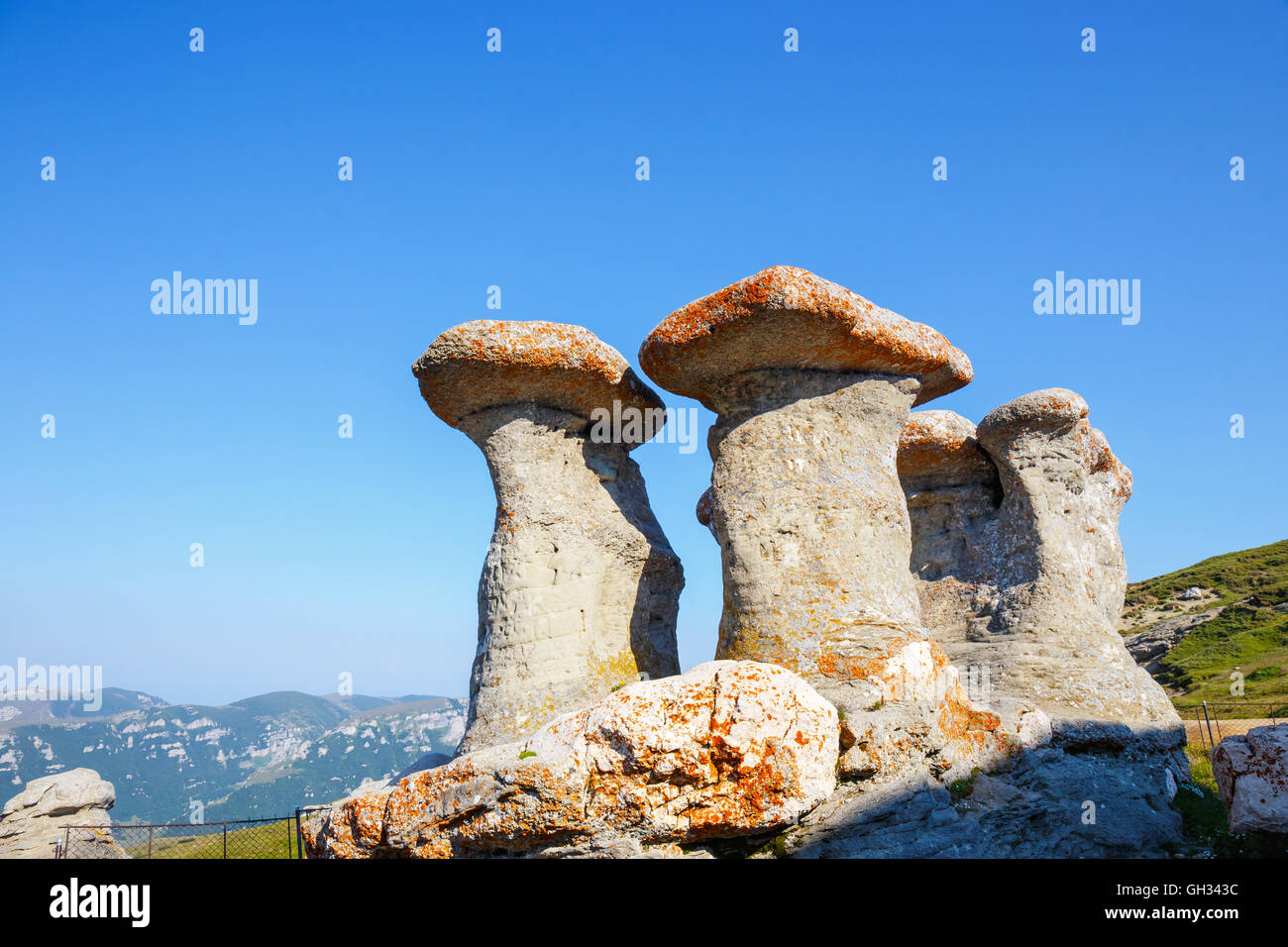 Babele - Geomorphologic rocky structures in Bucegi Mountains, Romania Stock Photo