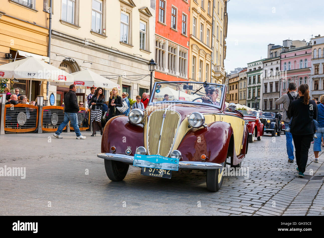 KRAKOW, POLAND MAY 15, 2015 Classic old cars on the rally of vintage
