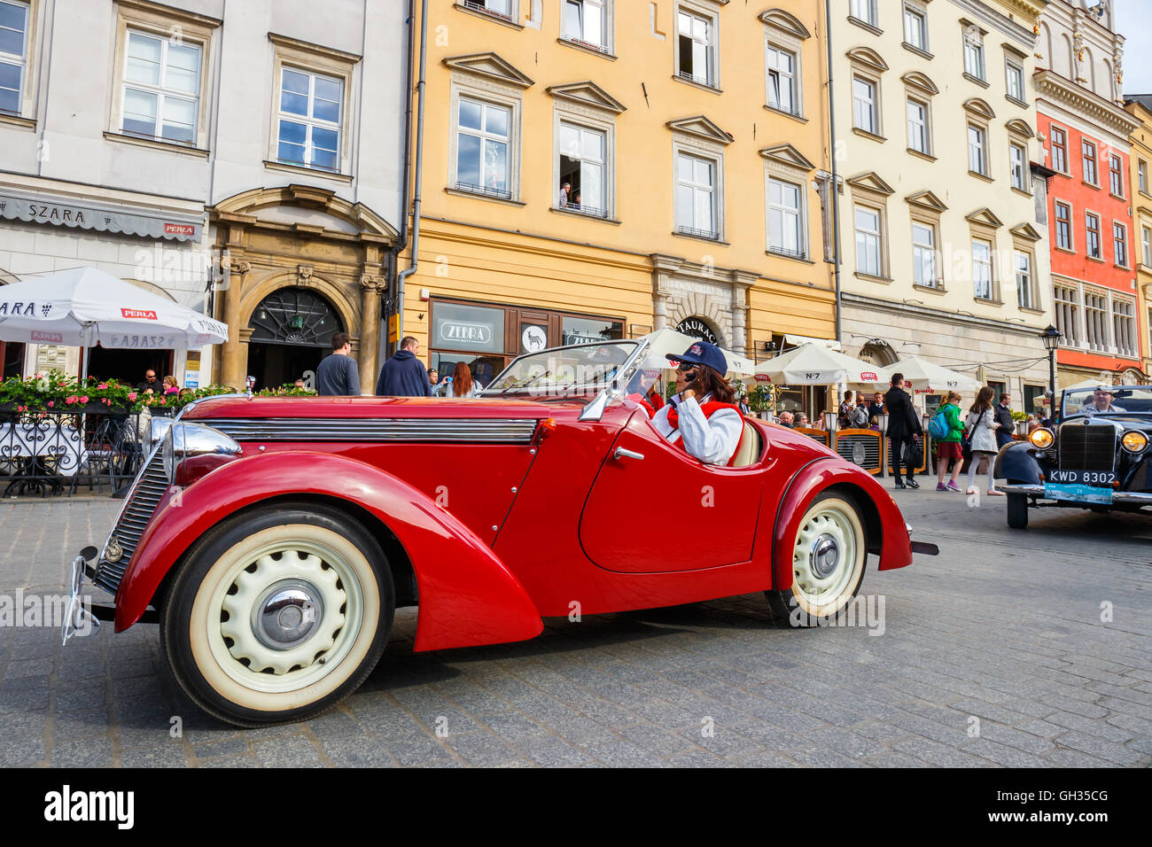KRAKOW, POLAND MAY 15, 2015 Classic old cars on the rally of vintage