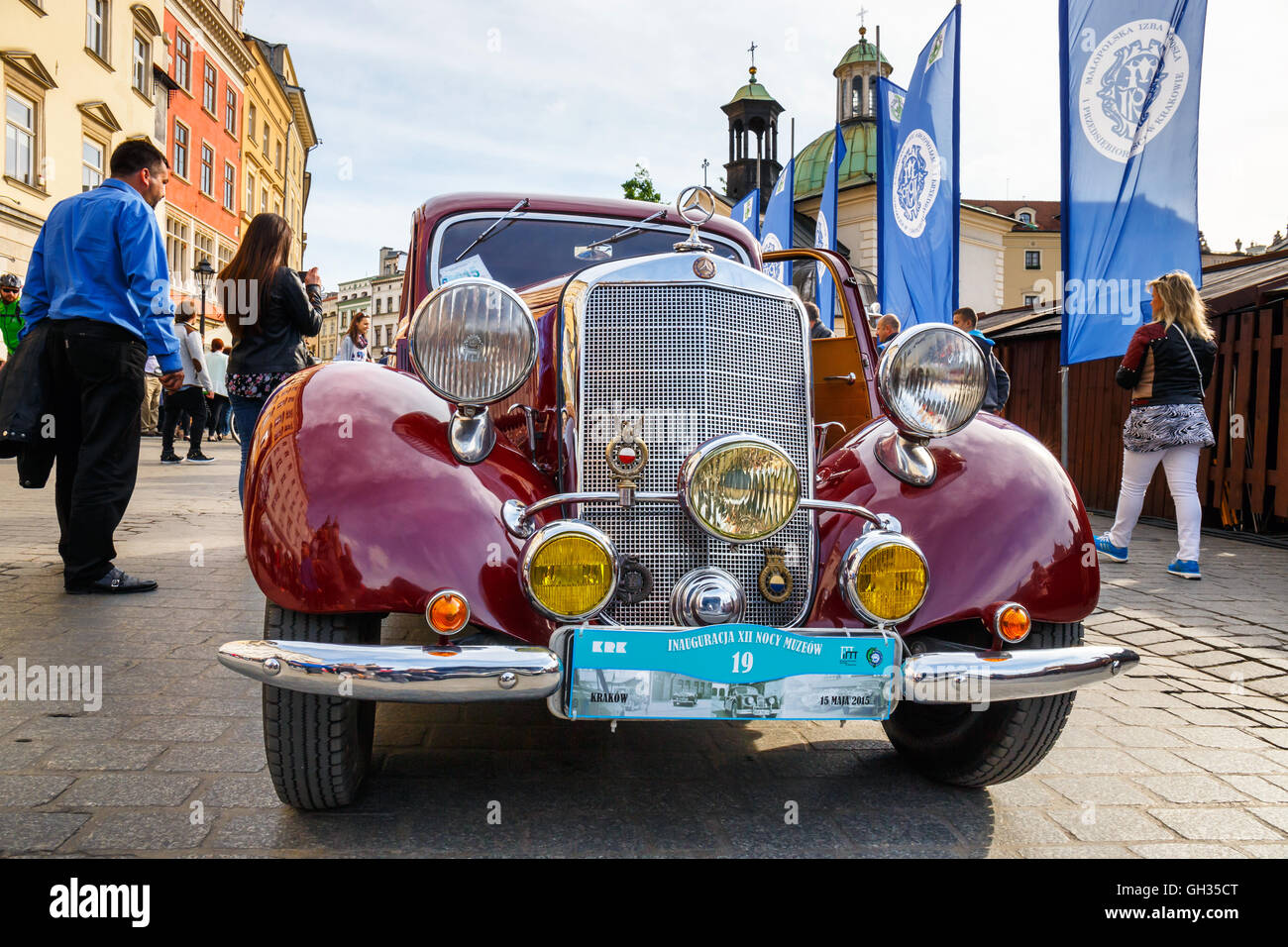 KRAKOW, POLAND MAY 15, 2015 Classic Mercedes on the rally of vintage