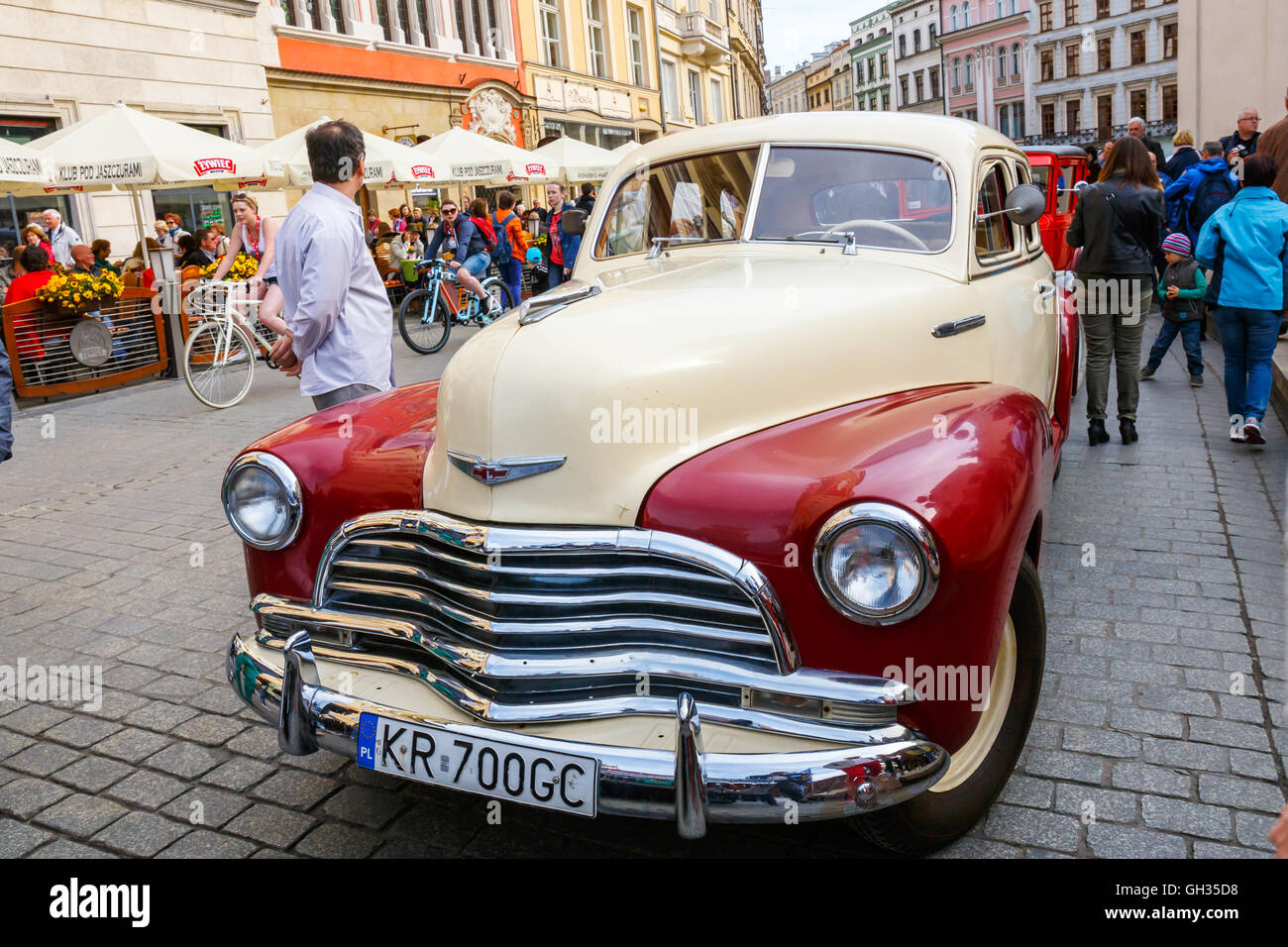 KRAKOW, POLAND MAY 15, 2015 Classic old cars on the rally of vintage