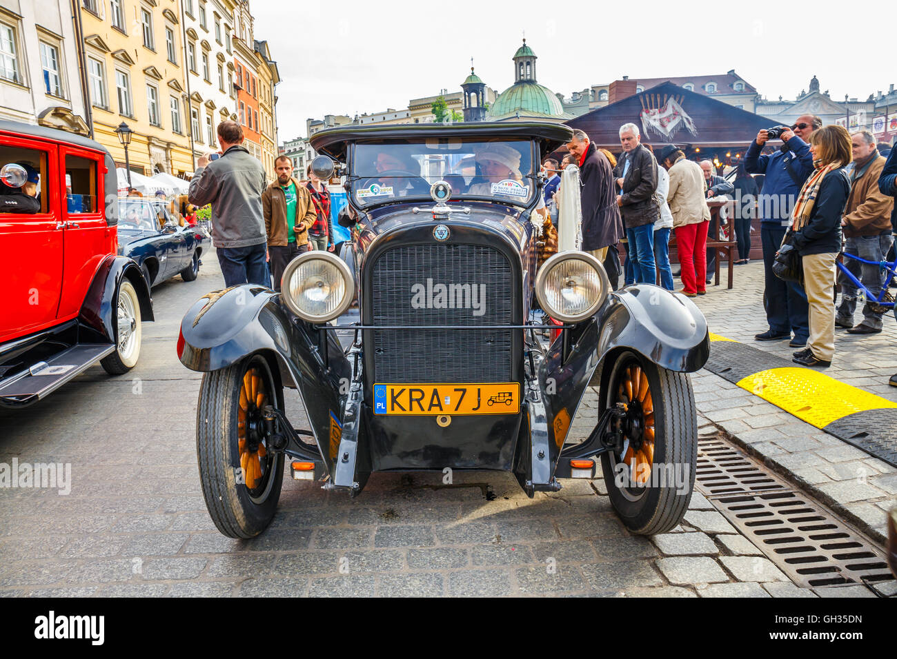 KRAKOW, POLAND MAY 15, 2015 Classic old cars on the rally of vintage