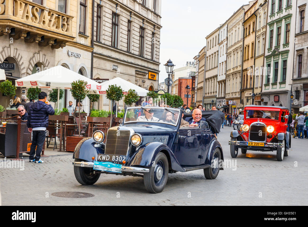 KRAKOW, POLAND MAY 15, 2015 Classic Mercedes on the rally of vintage