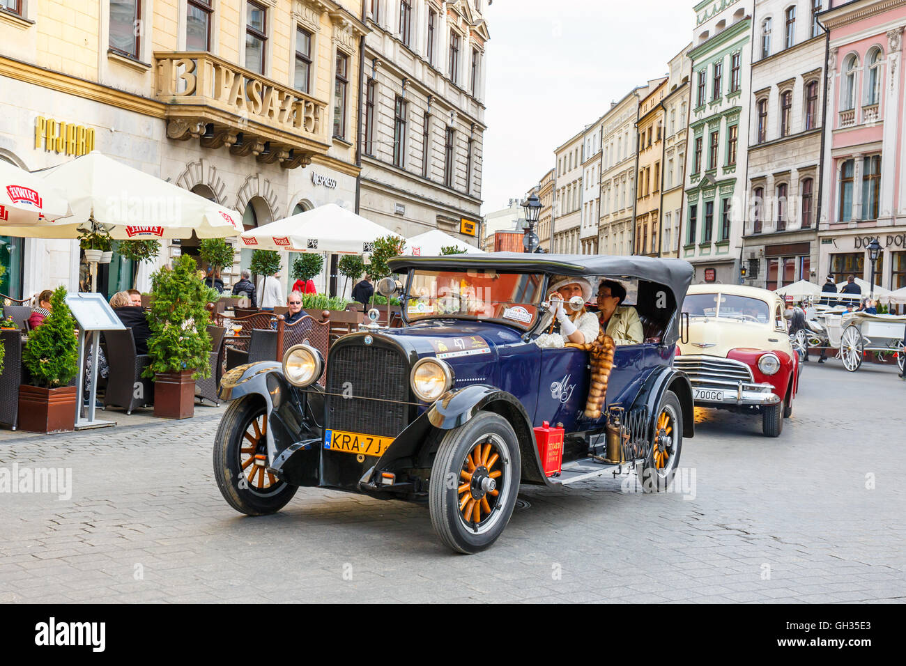 KRAKOW, POLAND MAY 15, 2015 Classic old cars on the rally of vintage