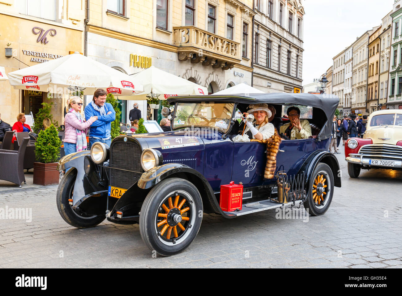 KRAKOW, POLAND MAY 15, 2015 Classic old cars on the rally of vintage