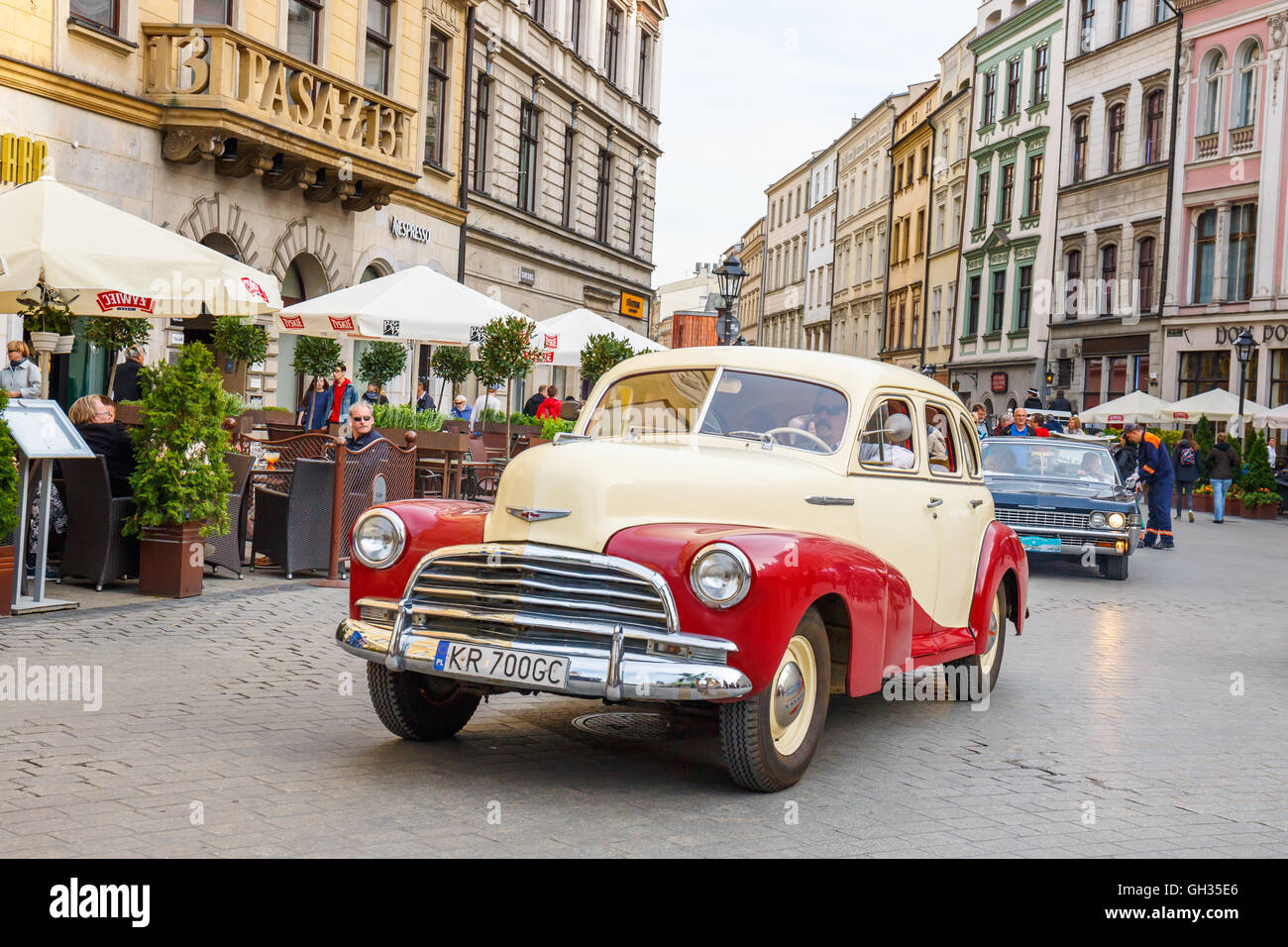 KRAKOW, POLAND MAY 15, 2015 Classic old cars on the rally of vintage
