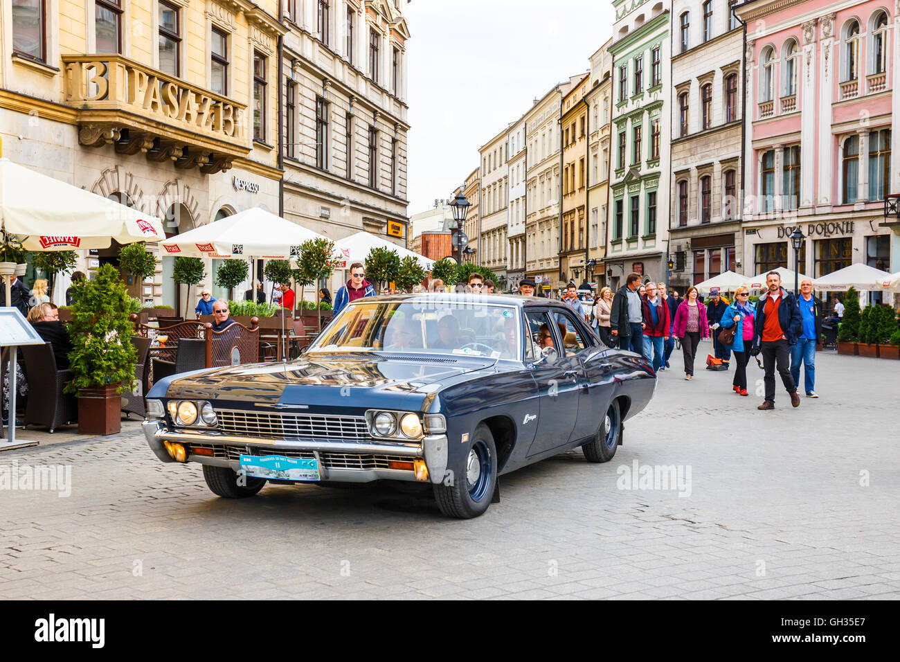 KRAKOW, POLAND MAY 15, 2015 Classic old cars on the rally of vintage