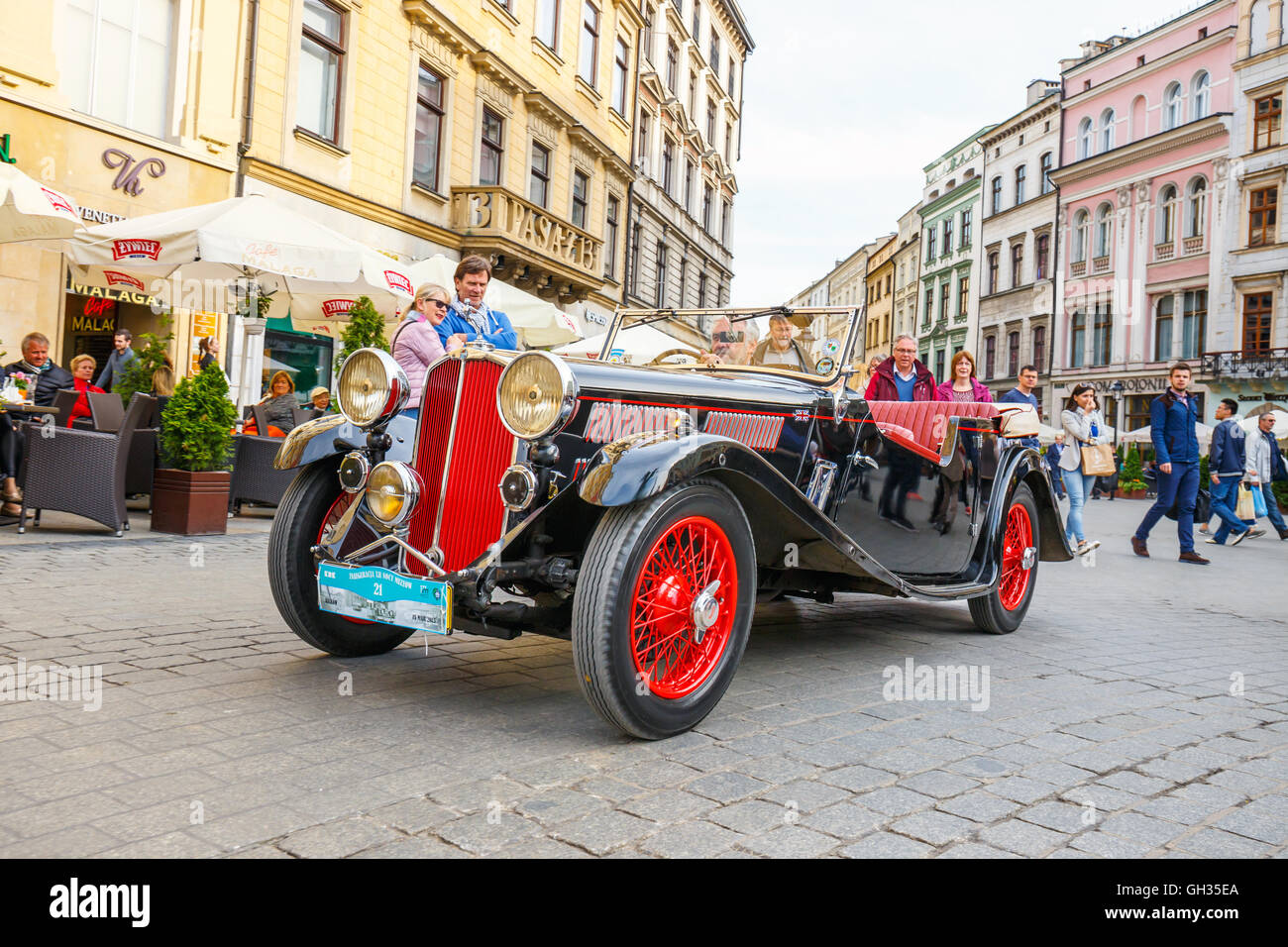 KRAKOW, POLAND MAY 15, 2015 Triumph on the rally of vintage cars in