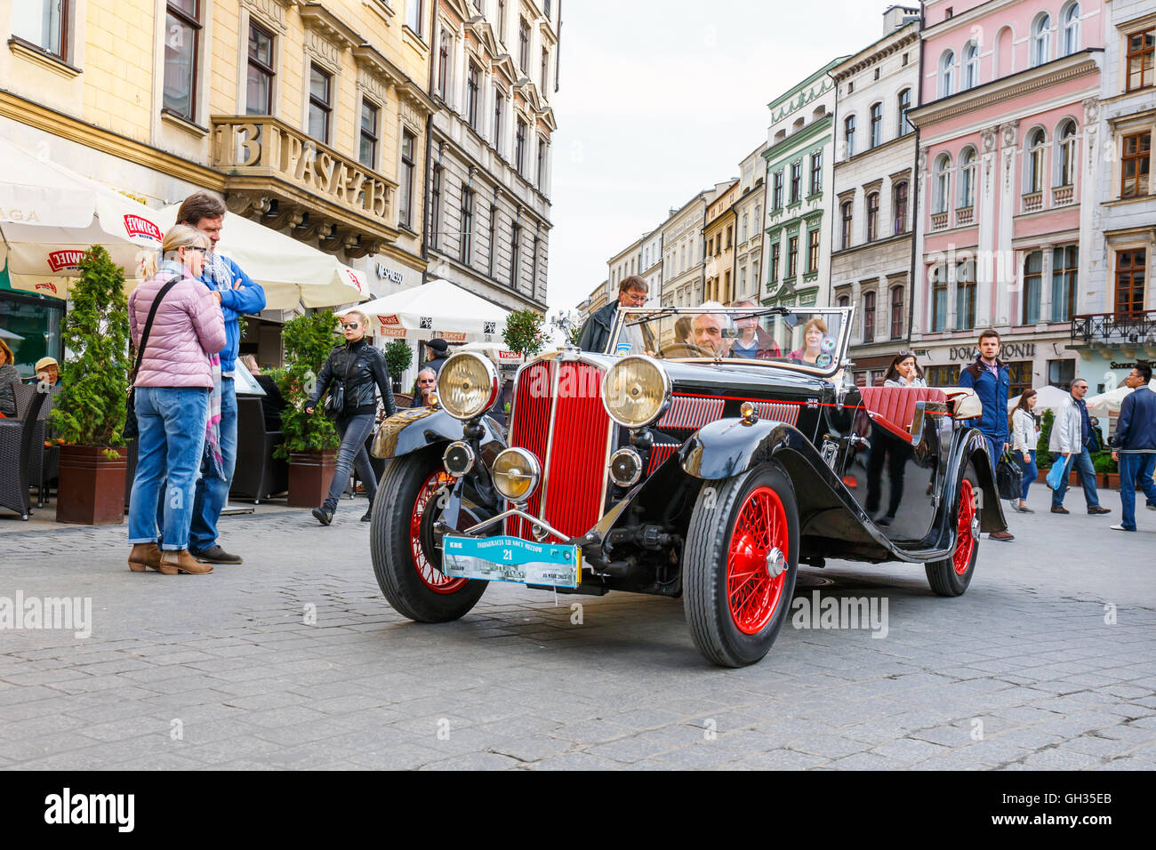 KRAKOW, POLAND MAY 15, 2015 Triumph on the rally of vintage cars in
