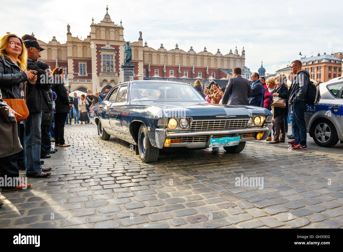 KRAKOW, POLAND MAY 15, 2015 Classic old cars on the rally of vintage