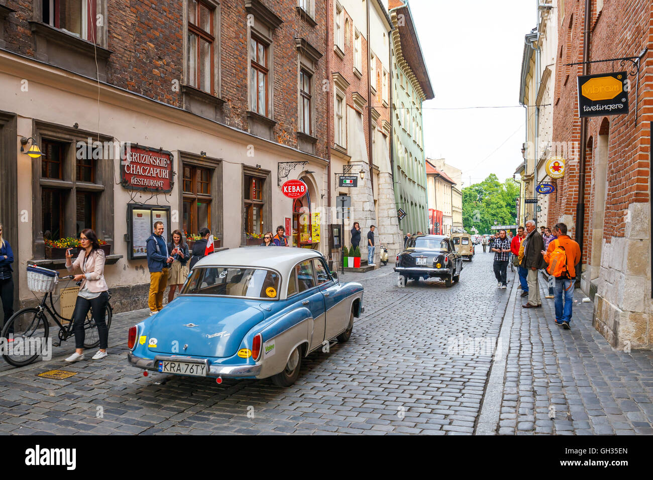 KRAKOW, POLAND MAY 15, 2015 Classic old cars on the rally of vintage