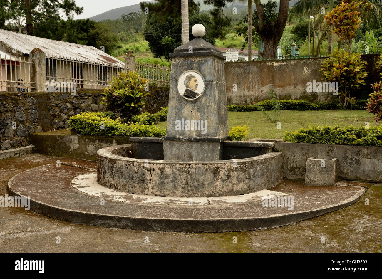 geography / travel, Cameroon, Bismarck fountain in the city Buea at base of the Mount Cameroon (4095 meter), Central Africa, Africa, Additional-Rights-Clearance-Info-Not-Available Stock Photo