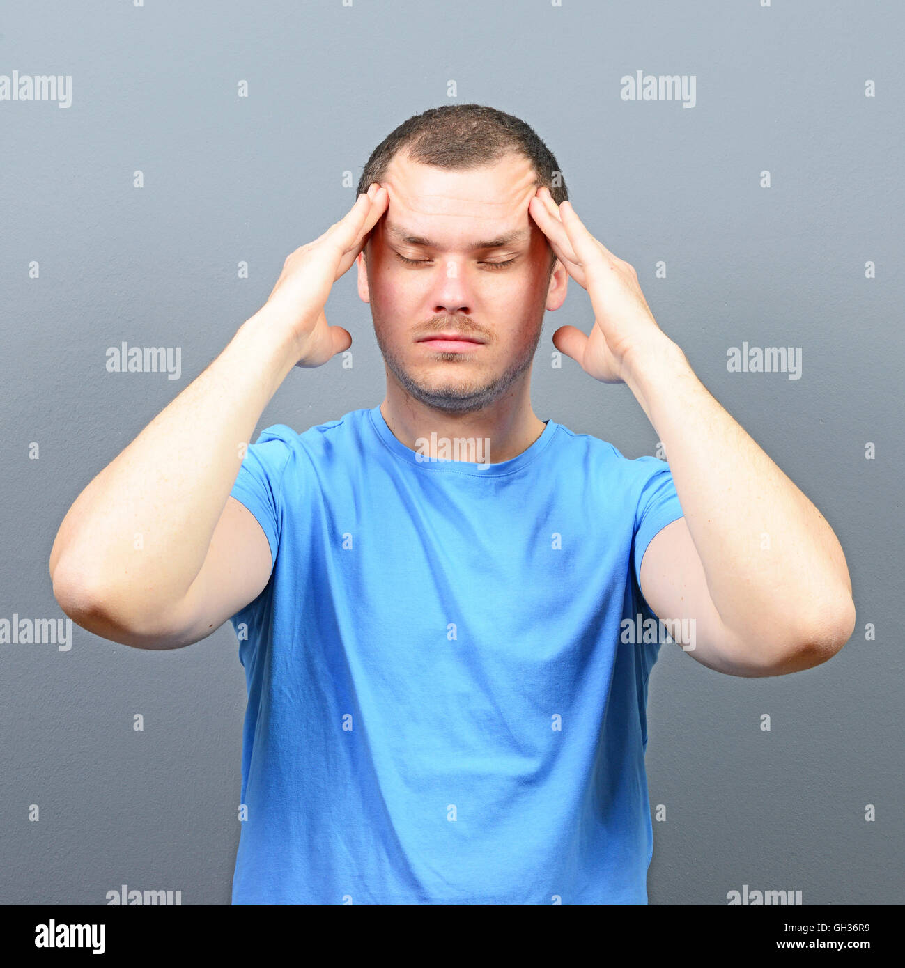 Blond Boy Waiting Flick Finger Forehead Stock Photo 718506784