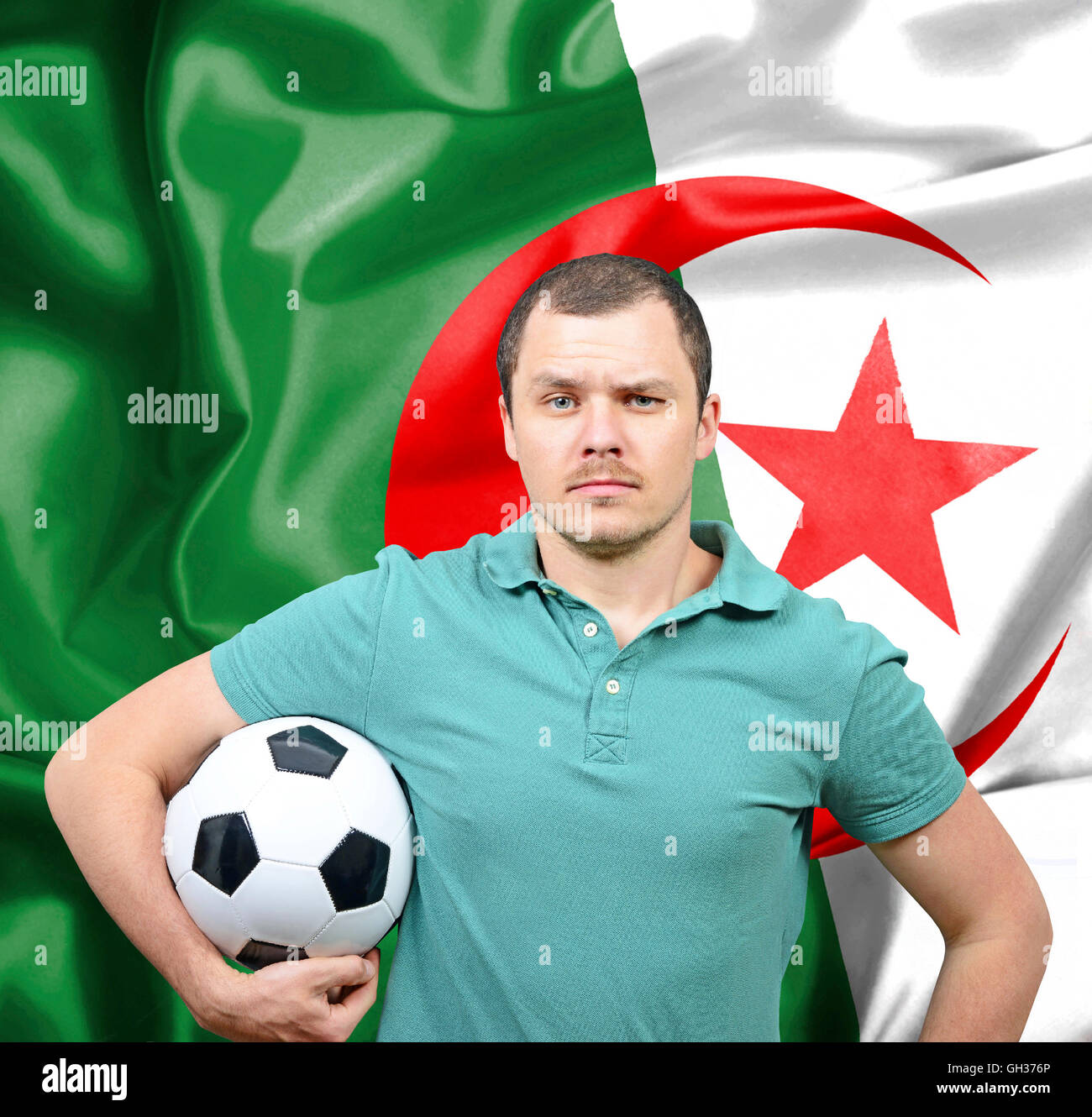 Proud football fan of Algeria Stock Photo