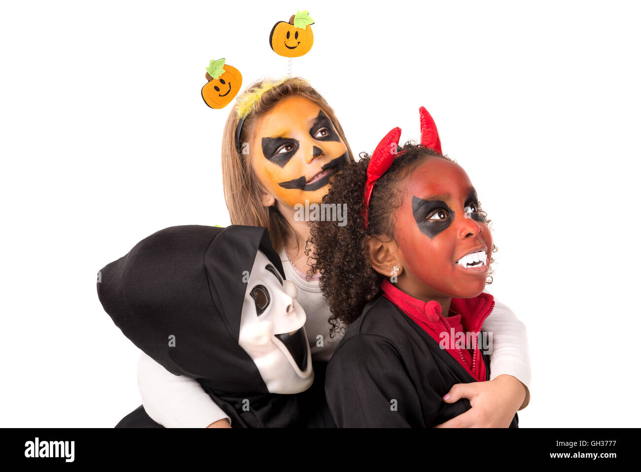 Kids posing in Halloween costumes isolated in white Stock Photo - Alamy