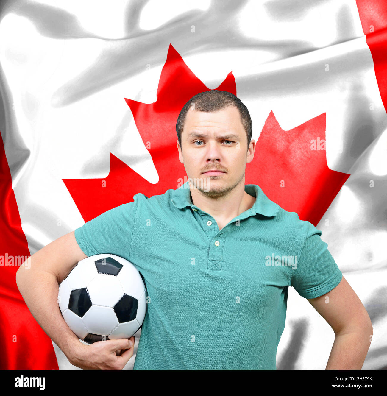 Canada flag soccer ball background hires stock photography and images